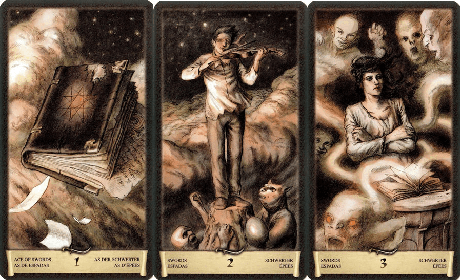 Таро Черный Гримуар (Dark Grimoire Tarot). Трактовки. Масть мечей