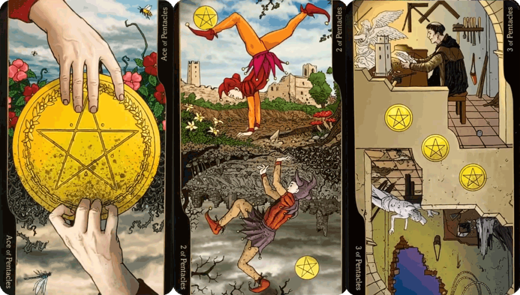 Таро Оппозиций. Значение карт, трактовки. Масть пентаклей